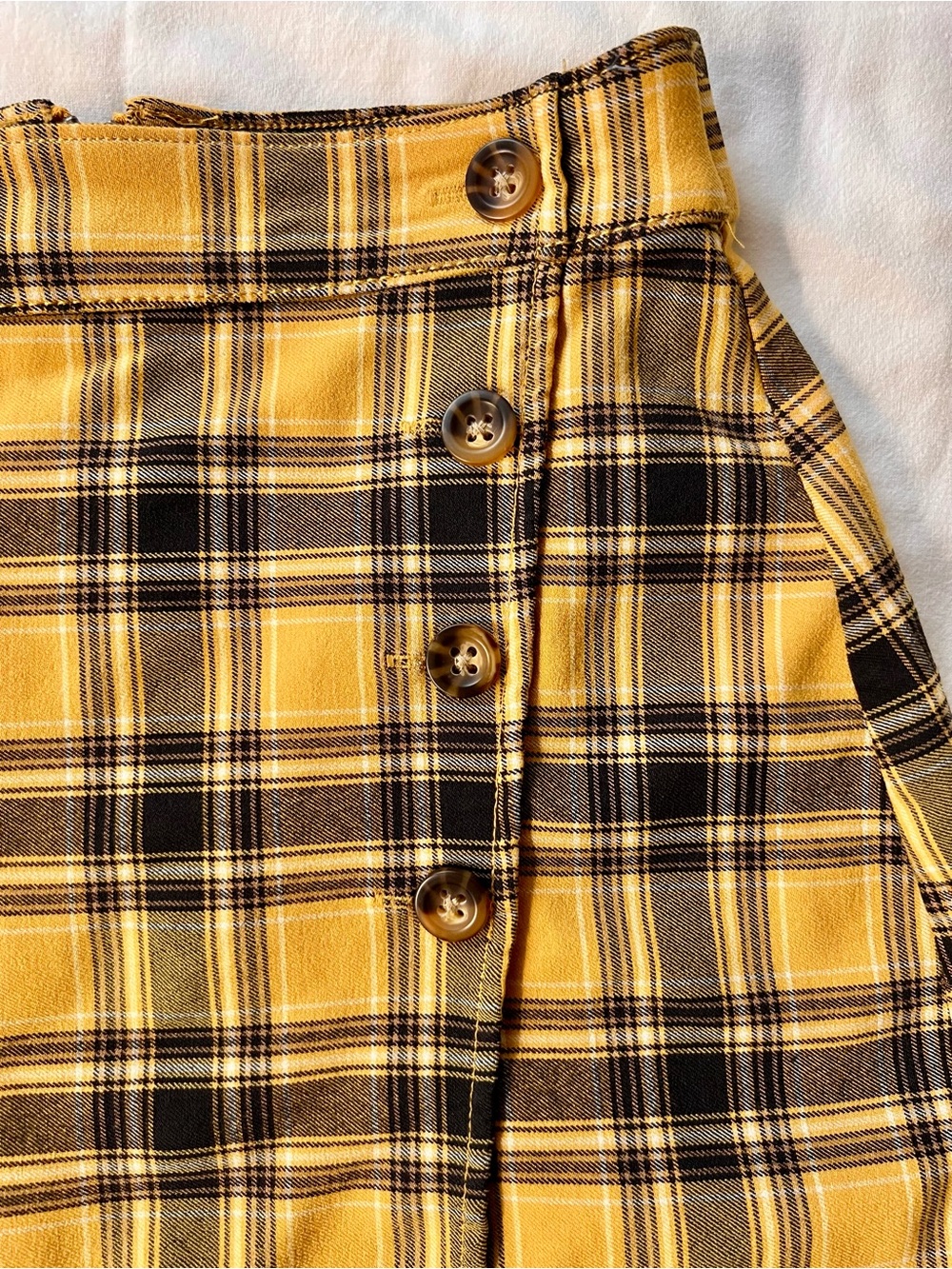 Hollister Yellow & Black Plaid Button-Side Mini Skirt - Picture 6 of 7